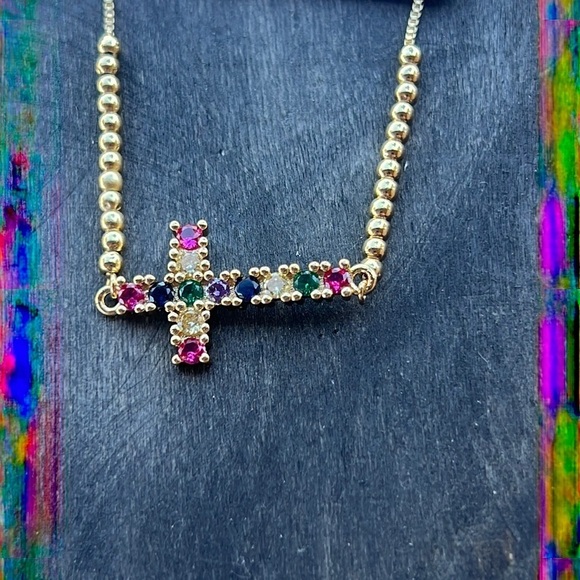 Rainbow Cross 24k gold plated bracelet - Picture 5 of 7
